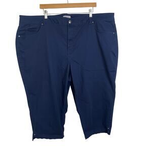 Catherine's Sateen Stretch Cropped Navy Blue Pants Size 30W or 49 x 20.5 Comfort